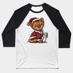 Orange Christmas Cat Santa Suit Baseball T-Shirt